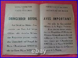 Affiche 1939/vérification des Réquisitions Allemandes/Prefect Seine/WW2/45x32