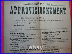 Affiche 1940/Ravitaillement et APPROVISIONNEMENT PARIS/Signé Villey/WW2/42x70