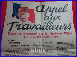 Affiche 1941/Discours PÉTAIN a St Etienne/appel aux travailleurs/WW2/59x40