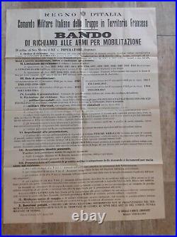 Affiche 1943/Avis de mobilisation des Troupes Italiennes / M. VERCELLINO/60x80