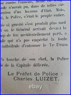 Affiche Août 1944 /WW2/ Libération Paris SIGNÉ CHARLES LUIZET PRÉFECTURE POLICE
