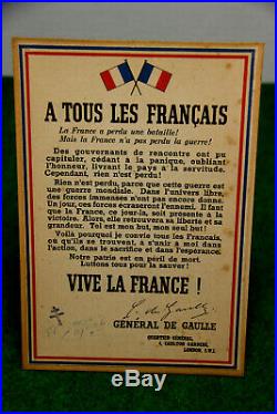 Affiche De L Appel Du 18 Juin 1940 General De Gaulle Ffi Carcassonne