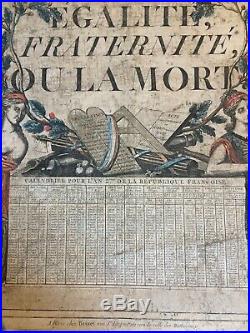 Affiche Ou Placard De La Revolution Française Calendrier An 2e De La République