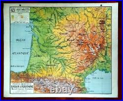 Affiche Scolaire Carte Vidal Lablache N° 63 Region Aquitaine. Tres Bon Etat