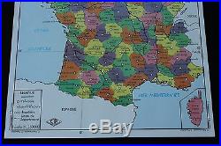 Affiche Scolaire vintage France Départements Population 90,575,5 cm rossignol
