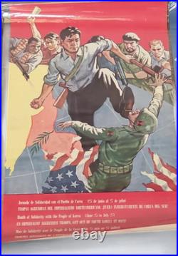 Affiche litho Propagande Internationale contre Américain en Corée du Sud 1969