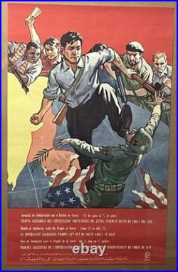 Affiche litho Propagande Internationale contre Américain en Corée du Sud 1969