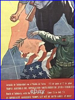 Affiche litho Propagande Internationale contre Américain en Corée du Sud 1969