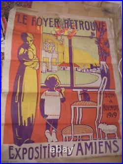 Affiche originale Amiens 1919 LE CORNEC Le Foyer Retrouvé exposition