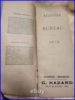 Agenda manuscrit complet 1912 Belle Époque Document historique pré-WWI Rare