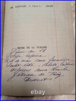 Agenda manuscrit complet 1912 Belle Époque Document historique pré-WWI Rare