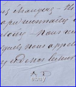 Alexandre DUMAS Manuscrit autographe signé Indipendente 1862