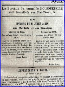 Alexandre DUMAS manuscrit autographe Mousquetaire querelle Jules Janin