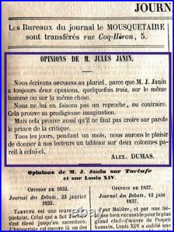 Alexandre DUMAS manuscrit autographe Mousquetaire querelle Jules Janin