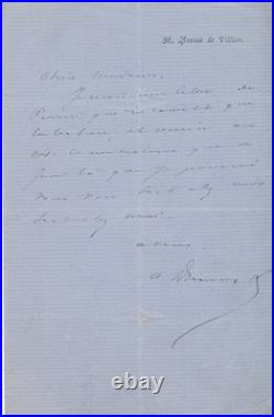 Alexandre Dumas fils lettre autographe signée une lecture remise