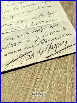 Alfred de VIGNY Belle lettre autographe signée 8 septembre 1838