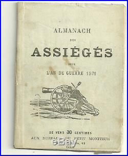 Almanach des assiégés pour lan de guerre 1871, commune de Paris rare