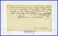 Alphonse DAUDET, Carte de visite autographe signée