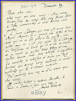 Anatole France (1844-1924) Jolie lettre autographe signée en 1918 Prix Nobel