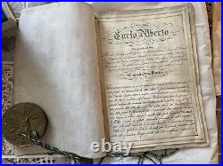 Ancien Document Manuscrit Avec Joint D'Étanchéité Carlo Alberto
