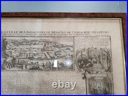 Ancien Papier Vue de la Ville de Lovango dans le Royaume du Congo Chatelain 1720