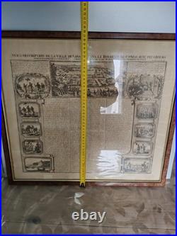 Ancien Papier Vue de la Ville de Lovango dans le Royaume du Congo Chatelain 1720