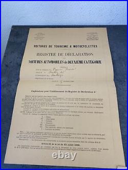 Ancien Registre Déclaration Voiture Motocyclette 1918 Guerre St Jeoire Savoie