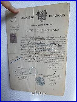 Ancien acte de naissance 1900 ne 1883 Besançon Spitz état civil