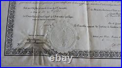 Ancien diplome BACHELIER VILLEMAIN CHARLES LOUIS CONTEJEAN montbeliard 1842