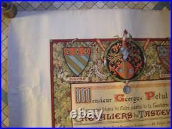 Ancien diplome brevet 1937 CHEVALIERS DU TASTEVIN HANSI Vin Nuit St Georges