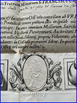 Ancien document religieux Certificat Frères Capucins