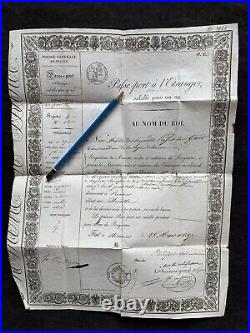 Ancien passeport 1837 du sénateur KERGARIOU époque Louis Philippe cachet Genève