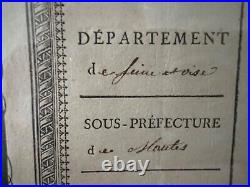 Ancien passeport de la ville de Mulcent Yvelines Louis XVIII 1822