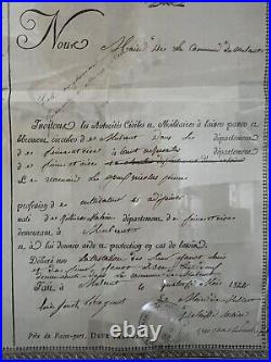 Ancien passeport de la ville de Mulcent Yvelines Louis XVIII 1822
