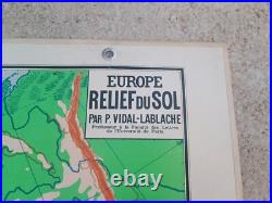 Ancienne Carte Scolaire EUROPE Relief du sol, par Vidal lablache