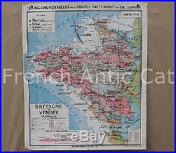Ancienne Carte scolaire France Région naturelle géologie BRETAGNE VENDEE R080