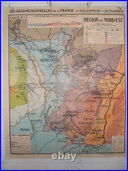 Ancienne Carte scolaire Nord Est Métallurgie Fer Houille Haut Fourneaux N° 7