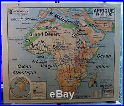 Ancienne carte géographie scolaire vidal lablache Colin 16 Afrique physique