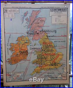 Ancienne carte géographie scolaire vidal lablache Colin 28 îles britanniques