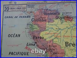 Ancienne carte scolaire Amérique du Sud Brésil. Guyanes. Argentine. N° 20