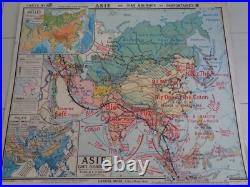 Ancienne carte scolaire Asie. Inde. Chine. Iran. Japon. Siam. Indo N° 22