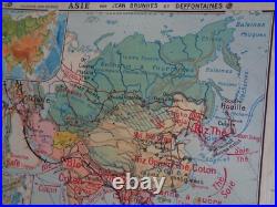 Ancienne carte scolaire Asie. Inde. Chine. Iran. Japon. Siam. Indo N° 22