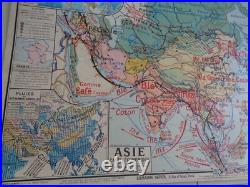 Ancienne carte scolaire Asie. Inde. Chine. Iran. Japon. Siam. Indo N° 22