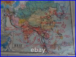 Ancienne carte scolaire Asie. Inde. Chine. Iran. Japon. Siam. Indo N° 22