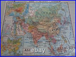 Ancienne carte scolaire Asie. Inde. Chine. Iran. Japon. Siam. Indo N° 22