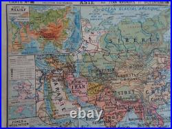 Ancienne carte scolaire Asie. Inde. Chine. Iran. Japon. Siam. Indo N° 22