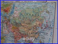 Ancienne carte scolaire Asie. Inde. Chine. Iran. Japon. Siam. Indo N° 22