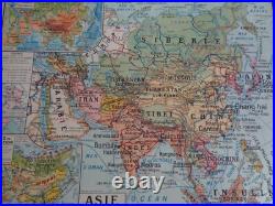 Ancienne carte scolaire Asie. Inde. Chine. Iran. Japon. Siam. Indo N° 22