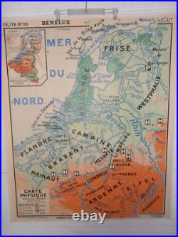 Ancienne carte scolaire Belgique. Pays Bas. Flandre Hollande. N° 59 Affiche