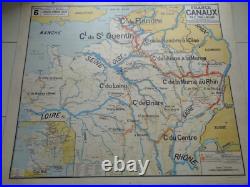 Ancienne carte scolaire France Canaux Fleuve N° 6 Affiche